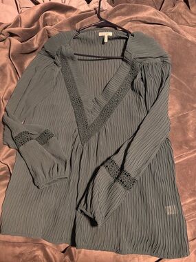 Maurices Olive-Green Pleated V-Neck Tunic